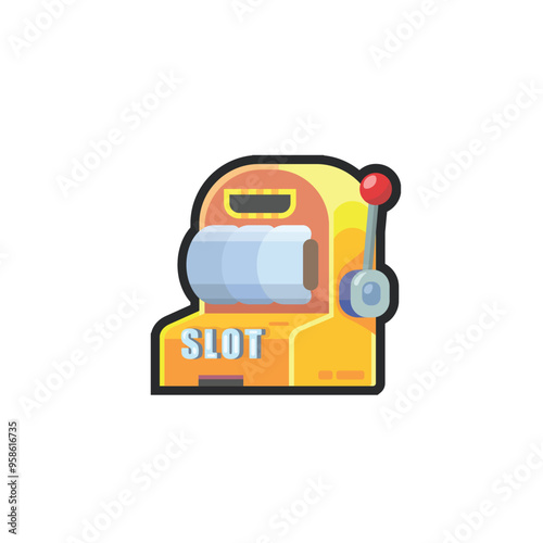 slot machine in outline flat vector design.