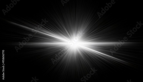 horizontal white lens flare on black background