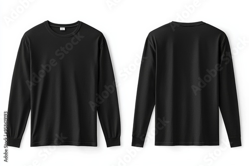 Black long sleeve tshirt mockup isolated created with Generative AI