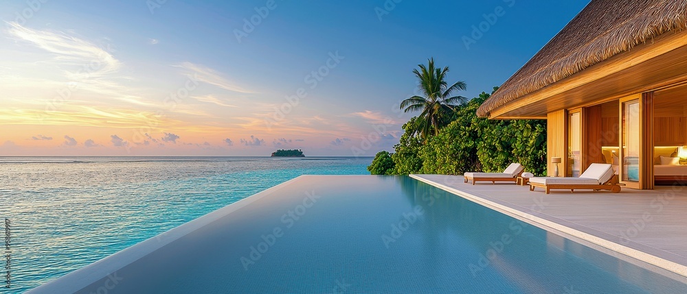 Fototapeta premium Tropical Paradise: Private Villa with Infinity Pool