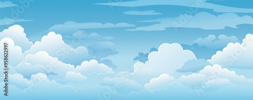 Seamless Sky Blue illustration style background very large blank background area in Sky Blue illustration