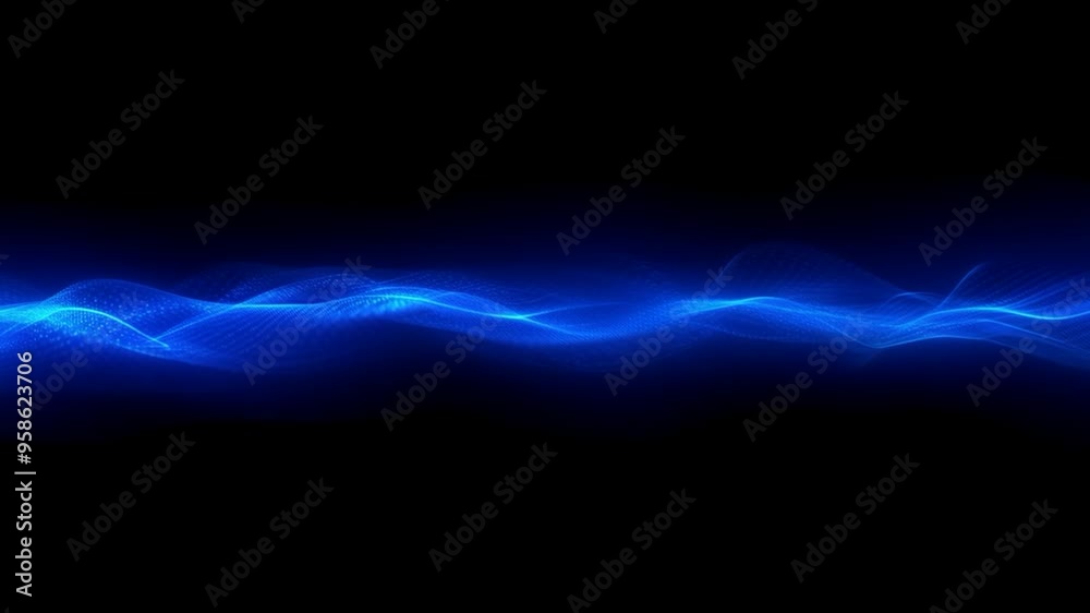 abstract blue light wave lines black background smooth curves digital illustration futuristic concept energy flow dynamic technology motion video