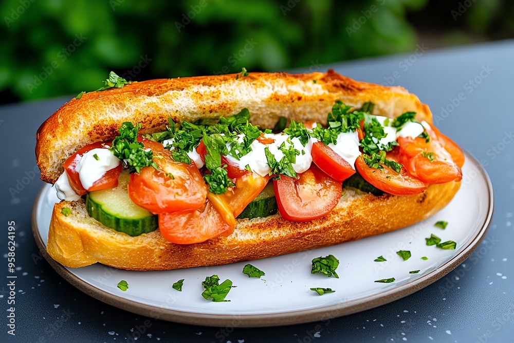 Frisches Sandwich, hausgemachte Mayo, knackige Gurke verleiht jedem Biss einen frischen Kick