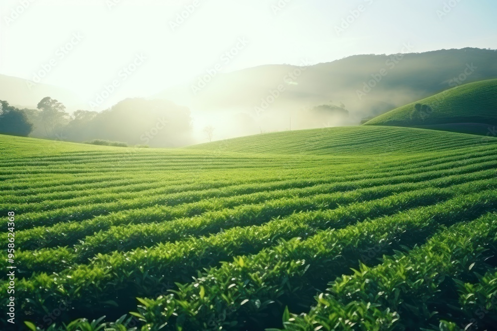Tea farm in morning outdoors nature plant. Tea farm in morning outdoors nature plant.