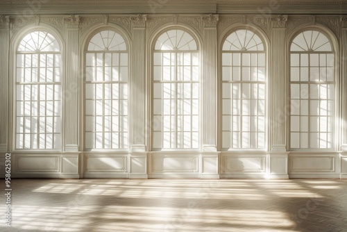 Stunning rendering of an empty room filled with natural light.