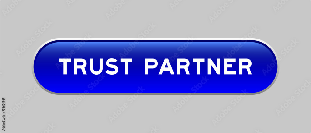 Fototapeta premium Blue color capsule shape button with word trust partner on gray background
