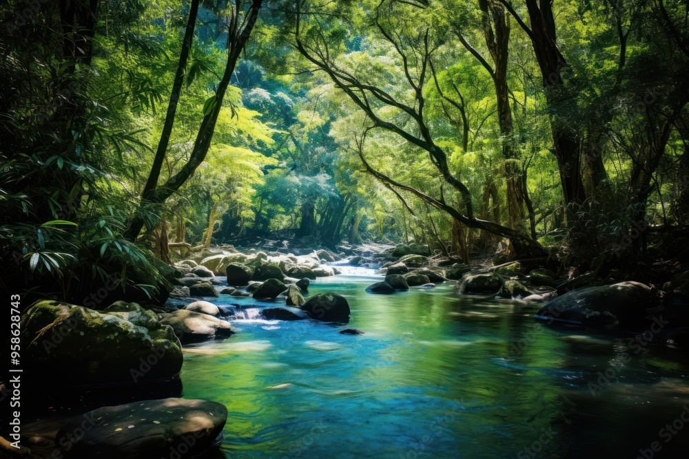 Fototapeta premium Rainforest wilderness vegetation landscape.