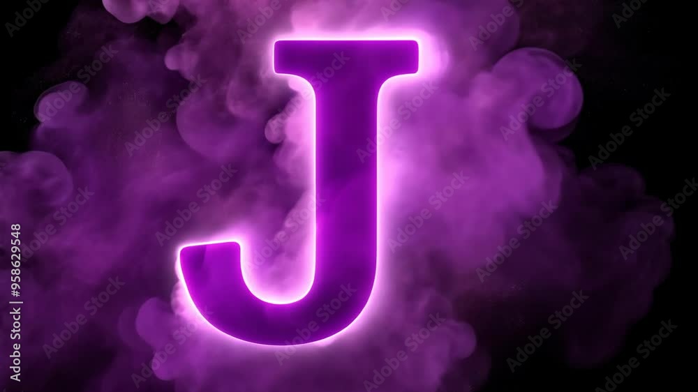 Engaging purple letter J design with captivating smoke effects in a dark backdrop