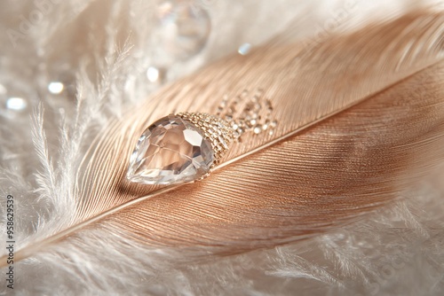 Diamond Crystal on a Feather photo