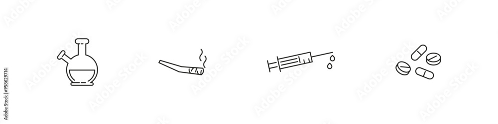 Fototapeta premium Drug narco icon. Drugs outline icons.