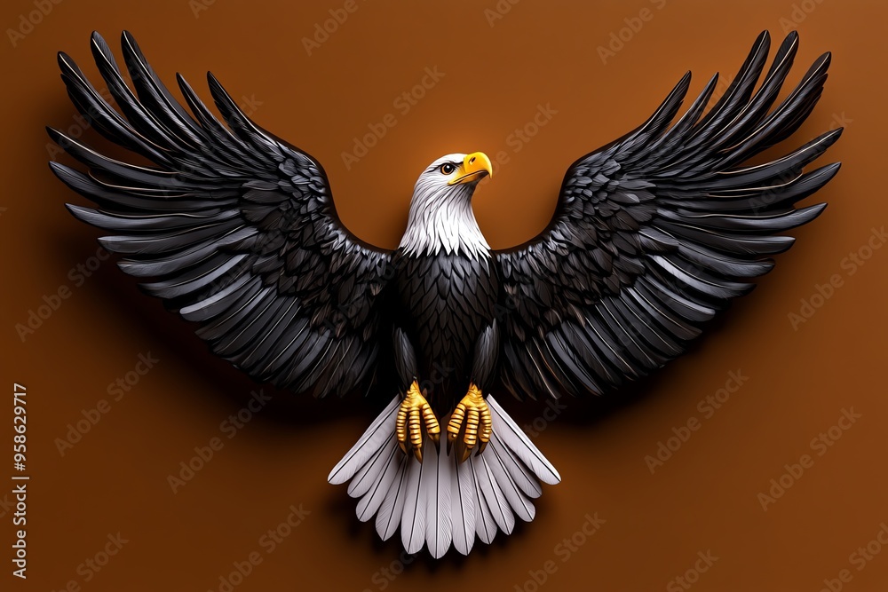 Obraz premium Heraldic eagle, wings spread, sharp talons represents vision and protection