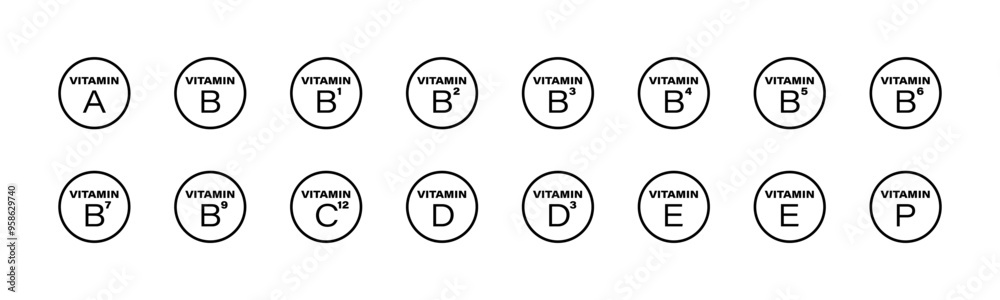 Vitamin circle icon.
Nutrient vitamins symbol set Vitamin circle icon.
Nutrient vitamins symbol set