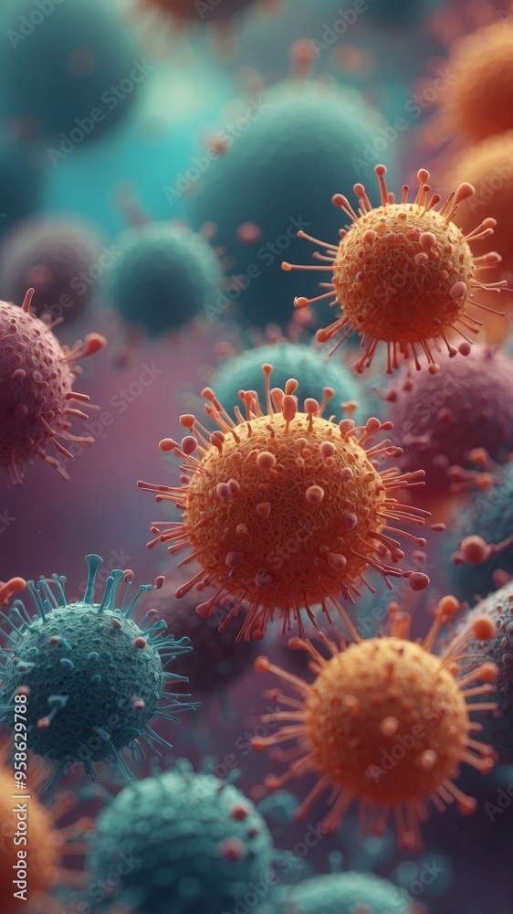 Viruses Microscopic View Background Banner. Viruses Microscopic View Background Banner.