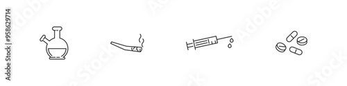 Drug narco icon.
Drugs outline icons.