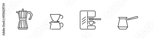 Coffee brewing icon. 
Brewing method icons.