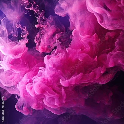 Shiny smoke. Glitter fluid. Ink water. Magic mist. Magenta color particles texture paint vapor storm wave.