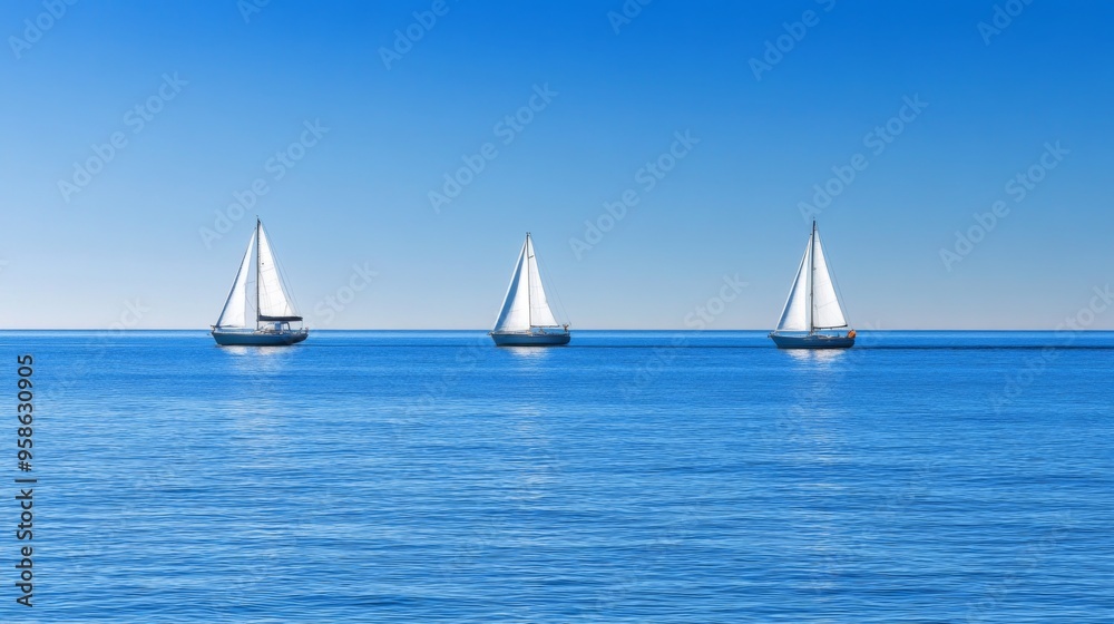 Fototapeta premium Tranquil Sailing on Blue Waters