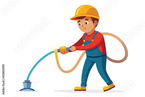 construction worker using a hose G.eps