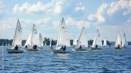 Sailboats Racing on a Lake