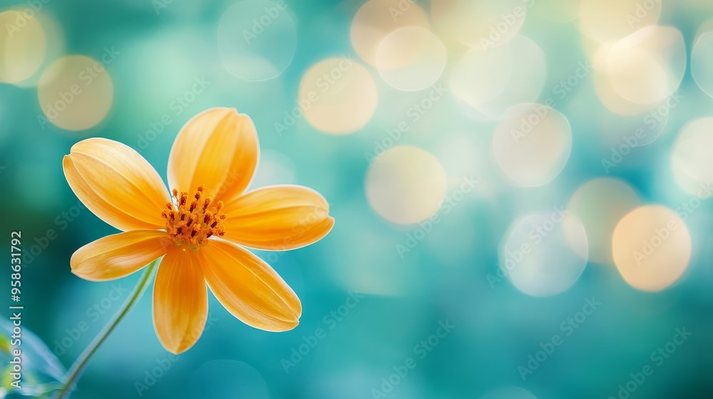 A vibrant yellow flower stands out against a soft, blurred blue background, creating a serene and cheerful atmosphere. A vibrant yellow flower stands out against a soft, blurred blue background, creating a serene and cheerful atmosphere.
