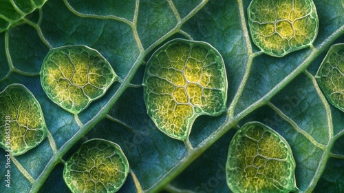 Close-up of stomata on a leaf surface, crucial for gas exchange during photosynthesis photo