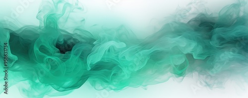 Shiny smoke. Glitter fluid. Ink water. Magic mist. Mint Green color particles texture paint vapor storm wave