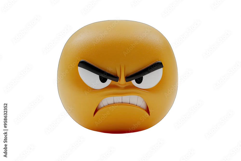 A vibrant cartoon emoji depicting anger with a frowning face and expressive eyes, perfect for conveying strong emotions. A vibrant cartoon emoji depicting anger with a frowning face and expressive eyes, perfect for conveying strong emotions.