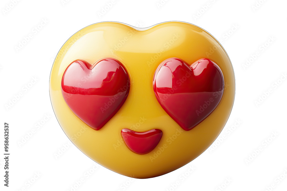 A vibrant heart-shaped emoji with heart eyes, expressing love and adoration, perfect for romantic or playful contexts.