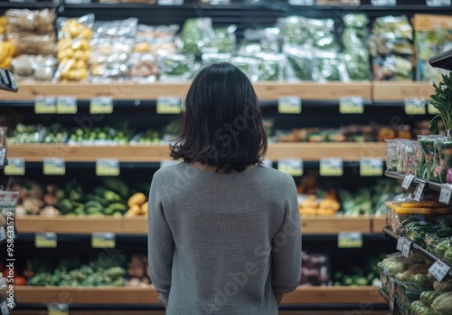 Woman Shopping For Vegetables at the Grocery Store