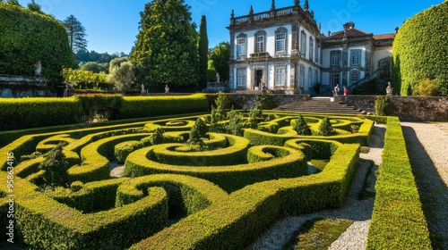 Elegant Hedge Maze in a Historic Garden