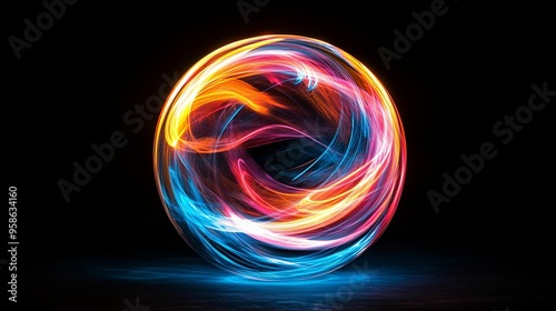 Abstract Orb of Swirling Multicolored Light
