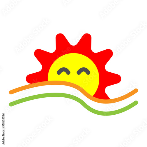 Joyful Horizons Vector Flat Icon Design