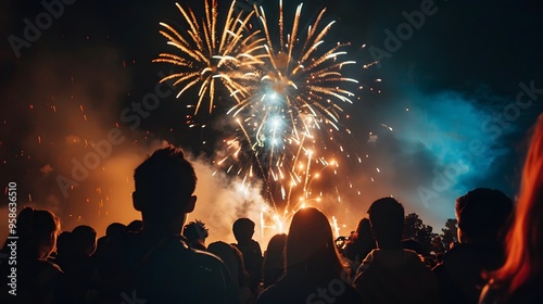 fireworks background at night party, new year's eve party