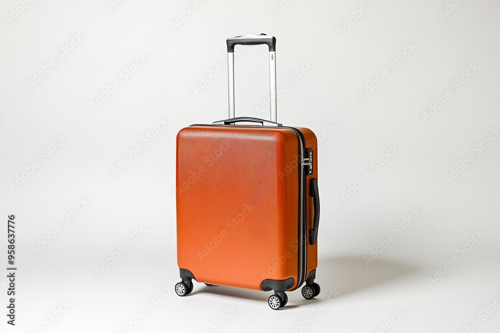 Orange Suitcase on White Background Orange Suitcase on White Background