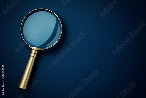 A Close Look at Objects with a Magnifying Glass on Blue