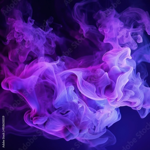 Shiny smoke. Glitter fluid. Ink water. Magic mist. Violet color particles texture paint vapor storm wave. 