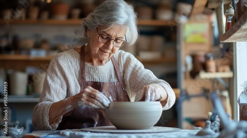 Wallpaper Mural Skilled Elderly Woman Creating Pottery Torontodigital.ca