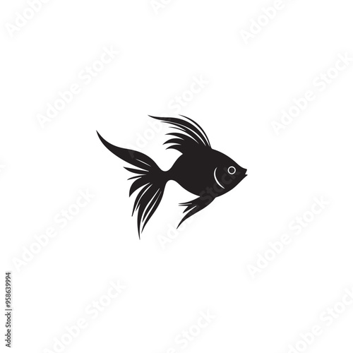 Goldfish in cartoon, doodle style . Image for t-shirt, web, mobile apps and ui. Isolated 2d vector illustration in logo, icon, sketch style, Eps 10, black and white. AI Generative