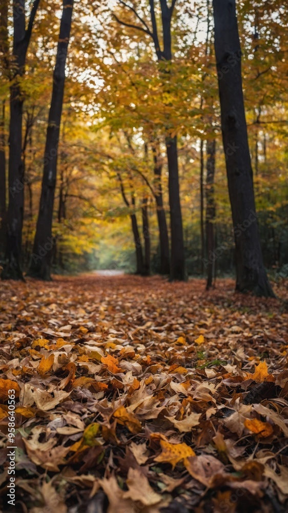 Autumnal Forest Floor Covered in Fallen Leaves. Autumnal Forest Floor Covered in Fallen Leaves.