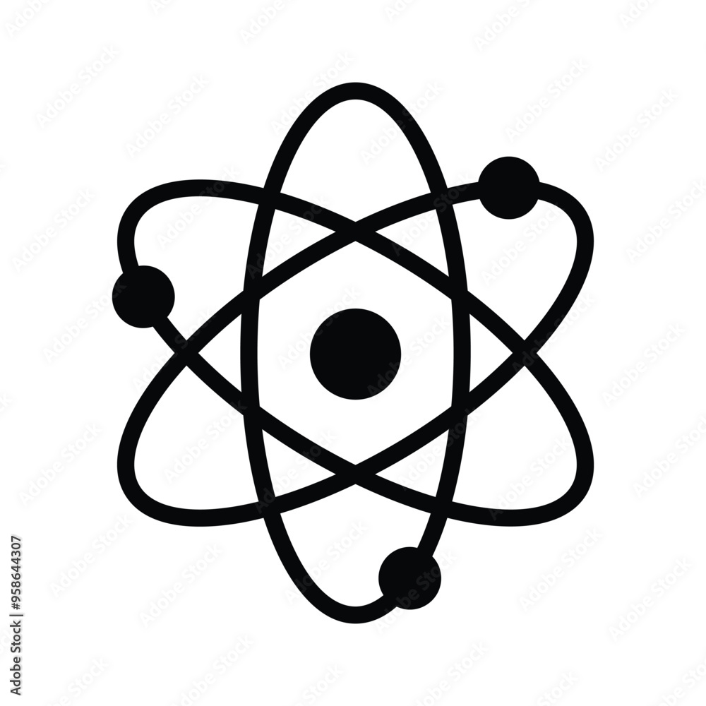 Atom symbol denoting concept icon of physics education in trendy style Atom symbol denoting concept icon of physics education in trendy style