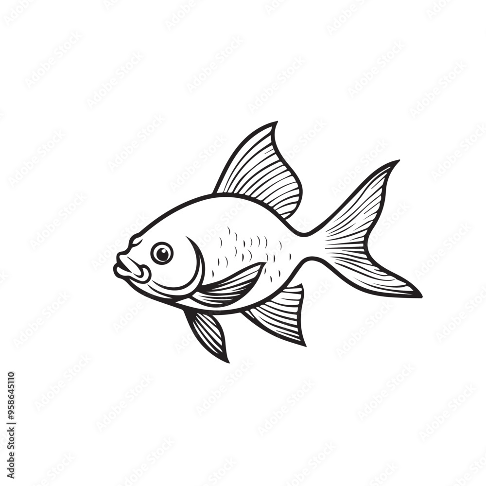 Goldfish in cartoon, doodle style . Image for t-shirt, web, mobile apps and ui. Isolated 2d vector illustration in logo, icon, sketch style, Eps 10, black and white. AI Generative Goldfish in cartoon, doodle style . Image for t-shirt, web, mobile apps and ui. Isolated 2d vector illustration in logo, icon, sketch style, Eps 10, black and white. AI Generative