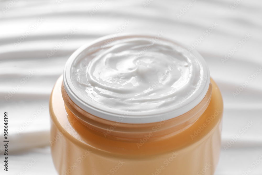 Jar with face cream, closeup. Cosmetic product Jar with face cream, closeup. Cosmetic product