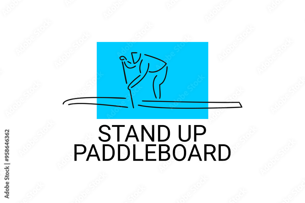 stand up paddle board sport vector line icon. an athlete rowing a paddle board. sport pictogram, vector illustration. stand up paddle board sport vector line icon. an athlete rowing a paddle board. sport pictogram, vector illustration.