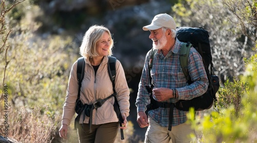 Joyful Hiking Couple in Nature