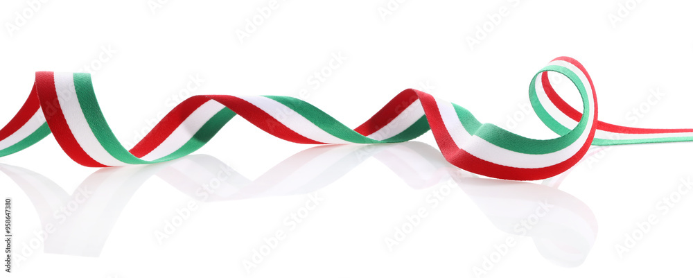 Ribbon in colors of Hungarian flag isolated on white
