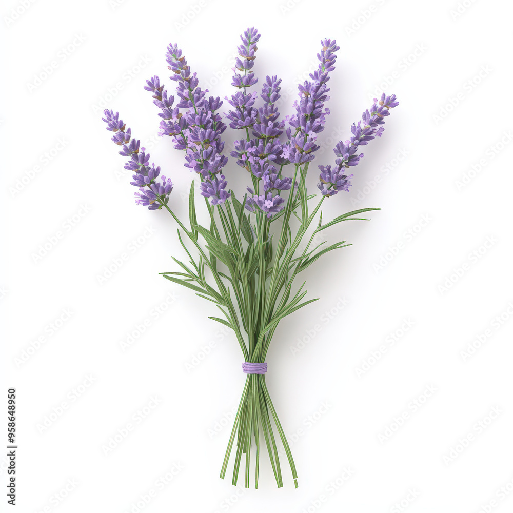 Fototapeta premium A bunch of purple lavender flowers are tied together
