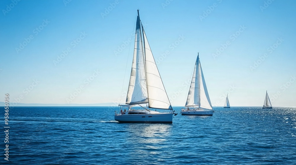 Fototapeta premium Serene Sailing on Calm Waters