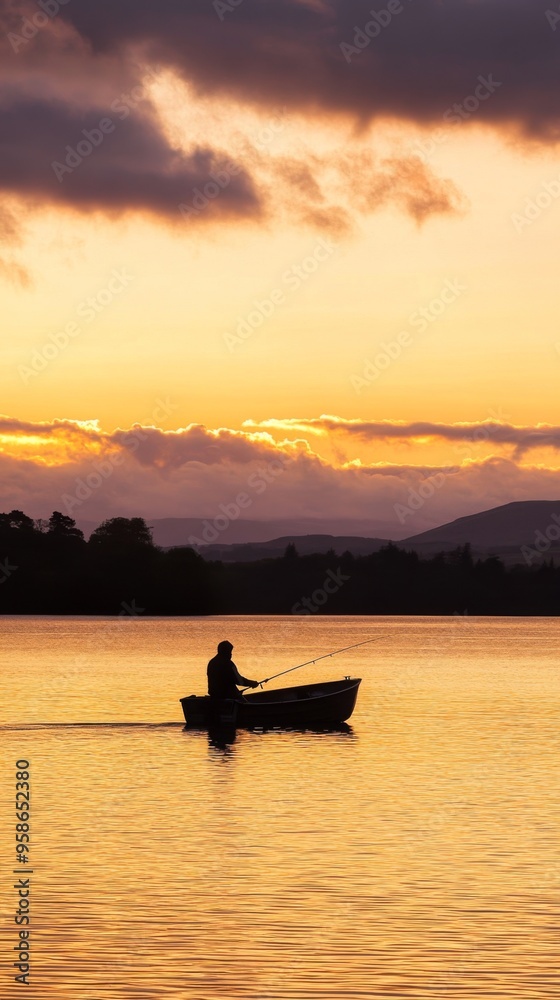 Sunset Serenity: A Solo Boat Journey Sunset Serenity: A Solo Boat Journey