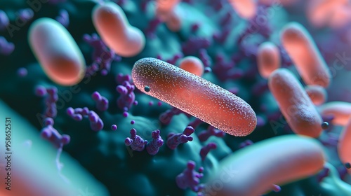 A highly detailed and realistic close-up of this bacteria: **Veillonella parvula** - Part of the normal oral and gastrointestinal flora; can be involved in infections. photo