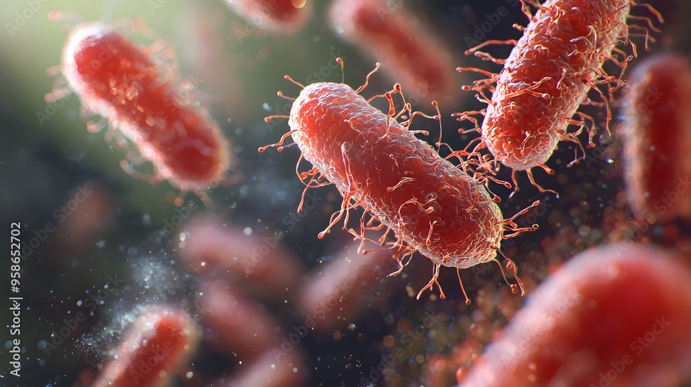 A highly detailed and realistic close-up of this bacteria: **Coxiella burnetii** - Causes Q fever, transmitted from animals to humans. A highly detailed and realistic close-up of this bacteria: **Coxiella burnetii** - Causes Q fever, transmitted from animals to humans.